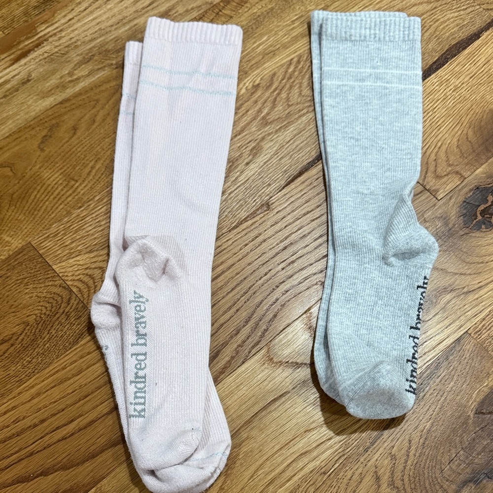 Kindred Bravely Pink and Light Gray Maternity/Nursing Knee Socks